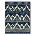 Nordic Cream Peak Geometric Navy Area Rug