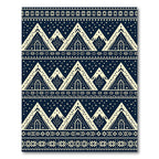 Nordic Cream Peak Geometric Navy Area Rug