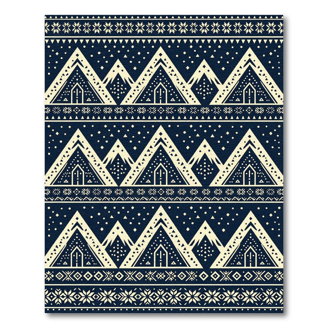 Nordic Cream Peak Geometric Navy Area Rug