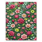Lush Pink Rose and Berry Meadow Rug