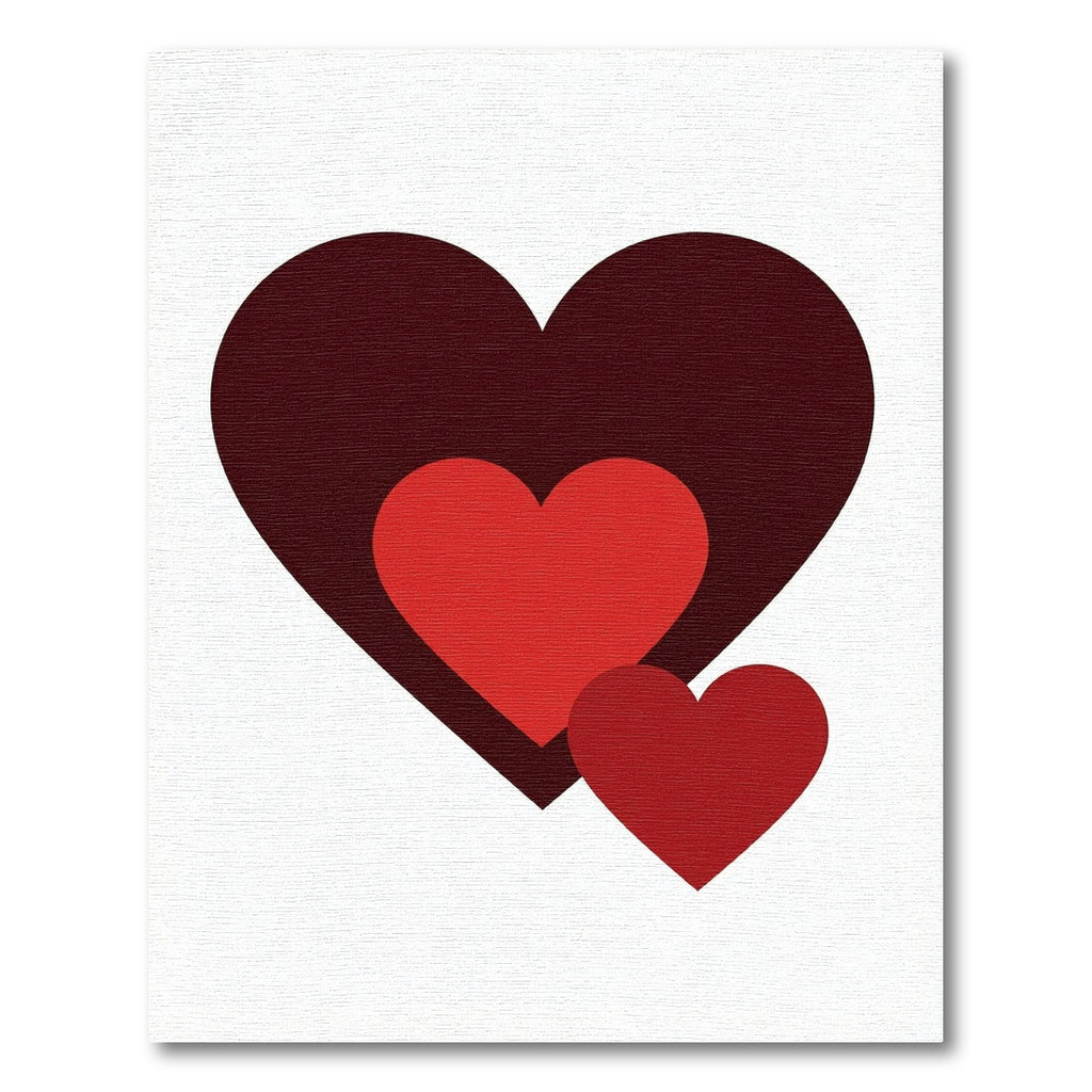 Layered Deep Burgundy and Crimson Hearts Rug