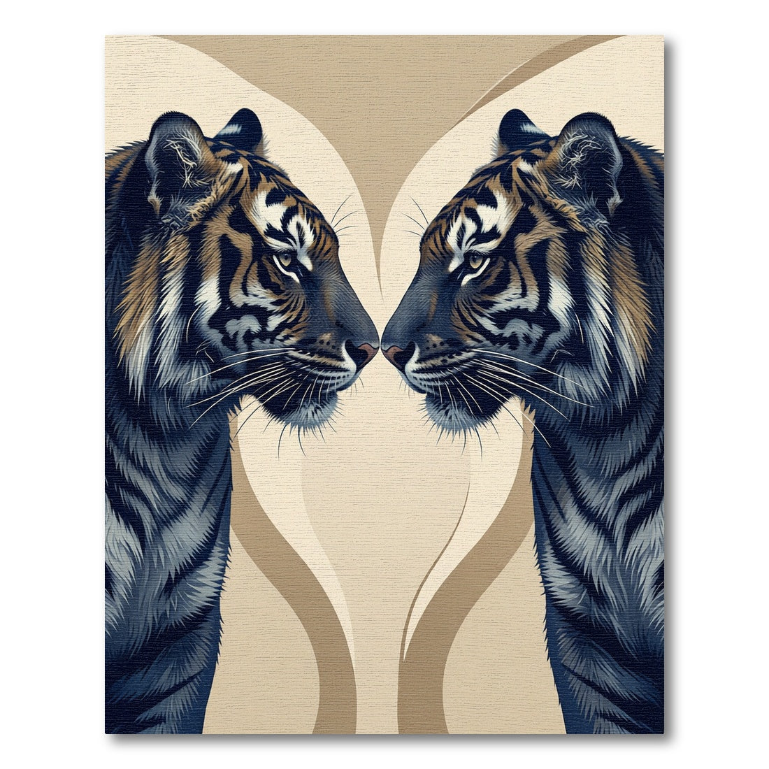 Symmetrical Tiger Duo Beige Cream Abstract Rug