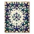 Coastal Navy and Teal Starfish Border Rug