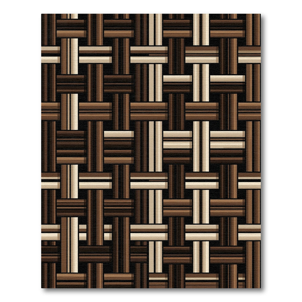 Brown Woven Stripe Grid Rug
