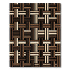 Brown Woven Stripe Grid Rug