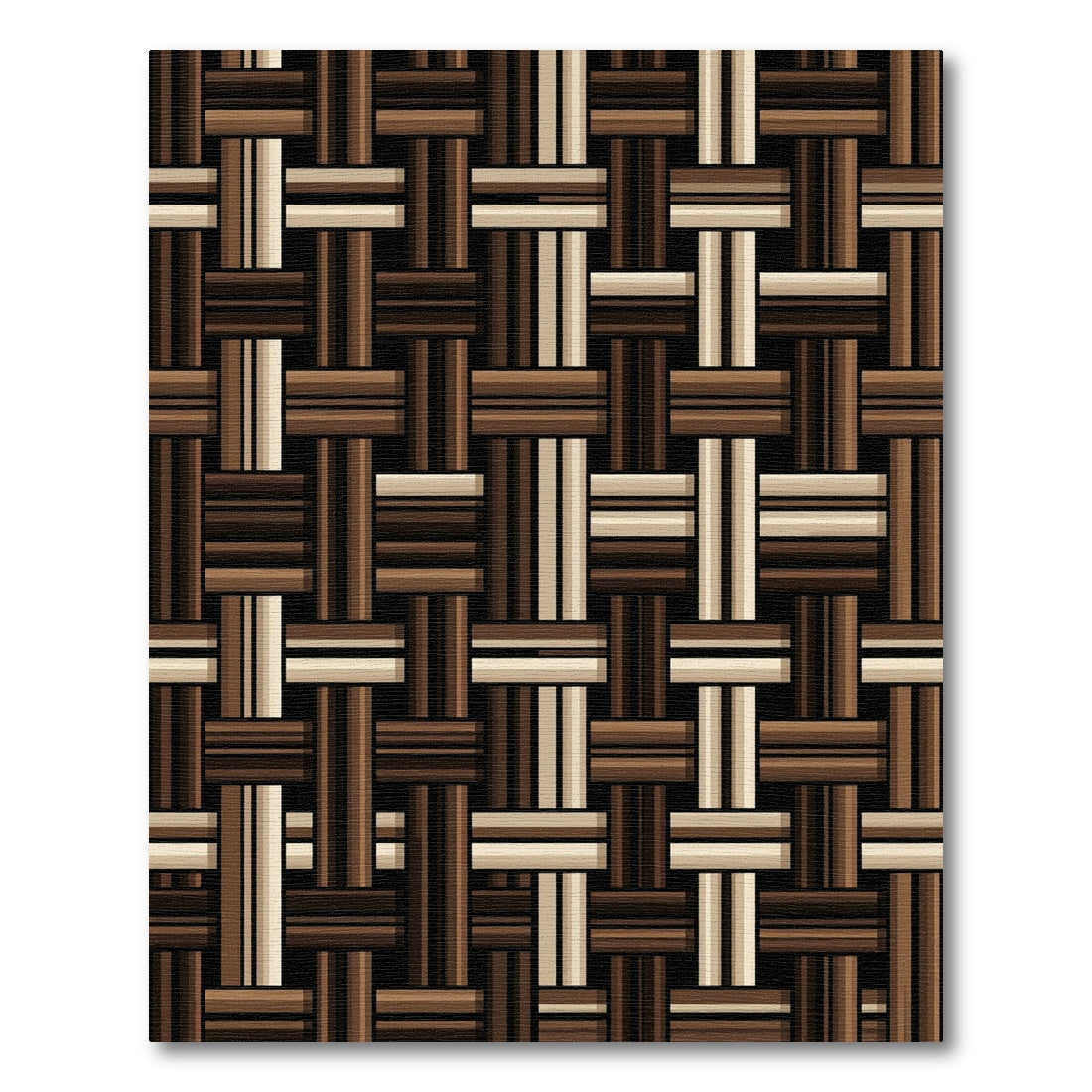 Brown Woven Stripe Grid Rug
