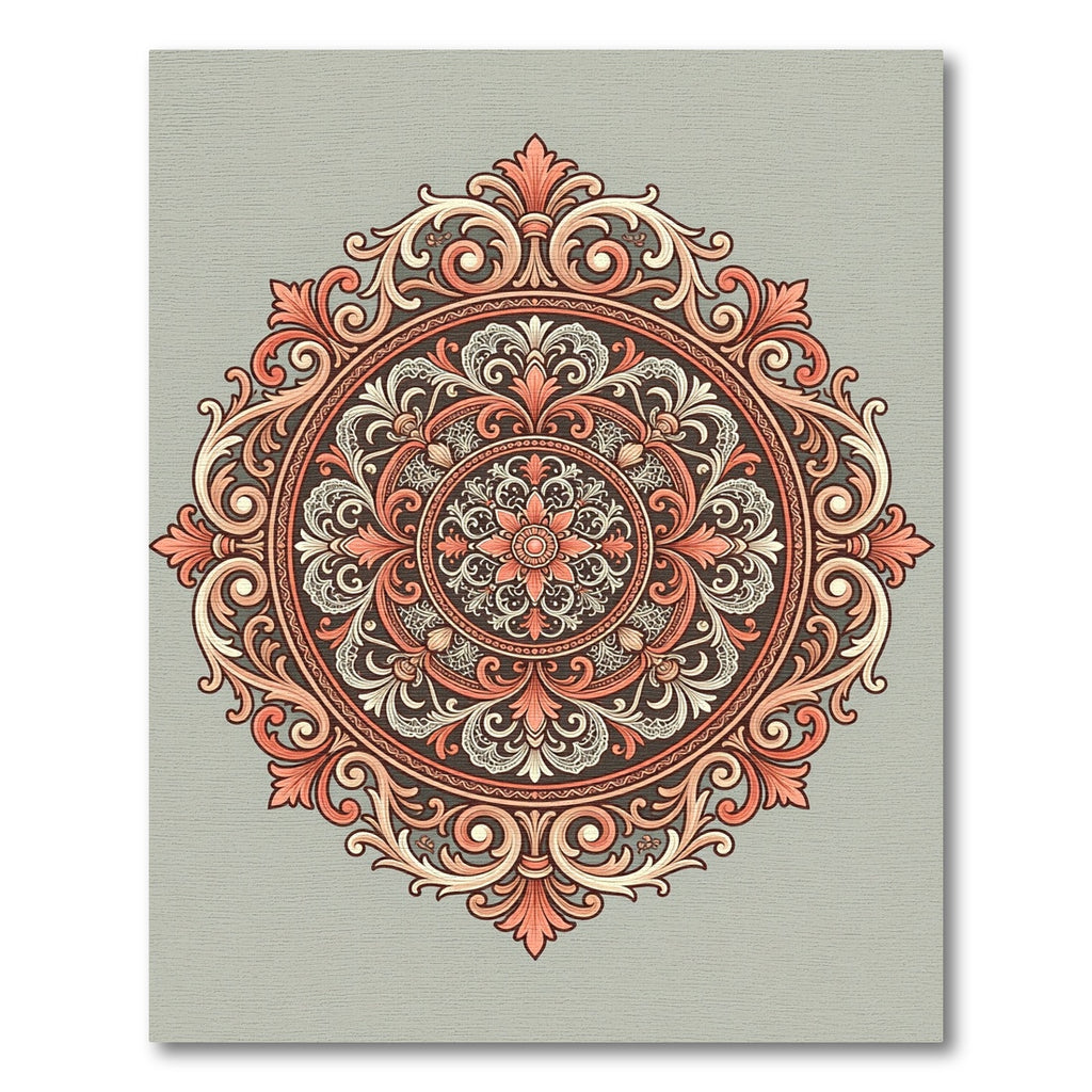 Coral Flourish Medallion Intricate Rug