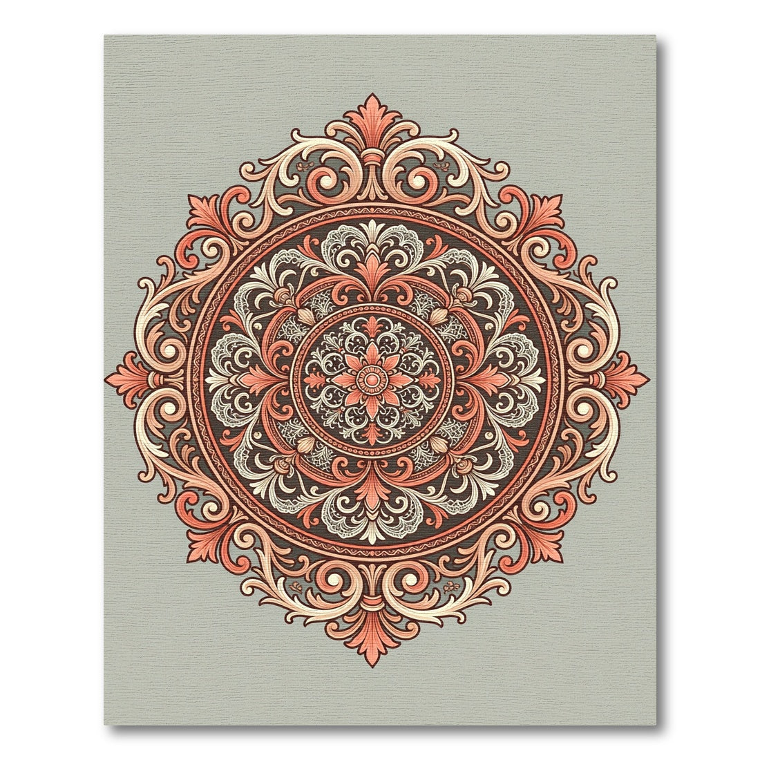 Coral Flourish Medallion Intricate Rug