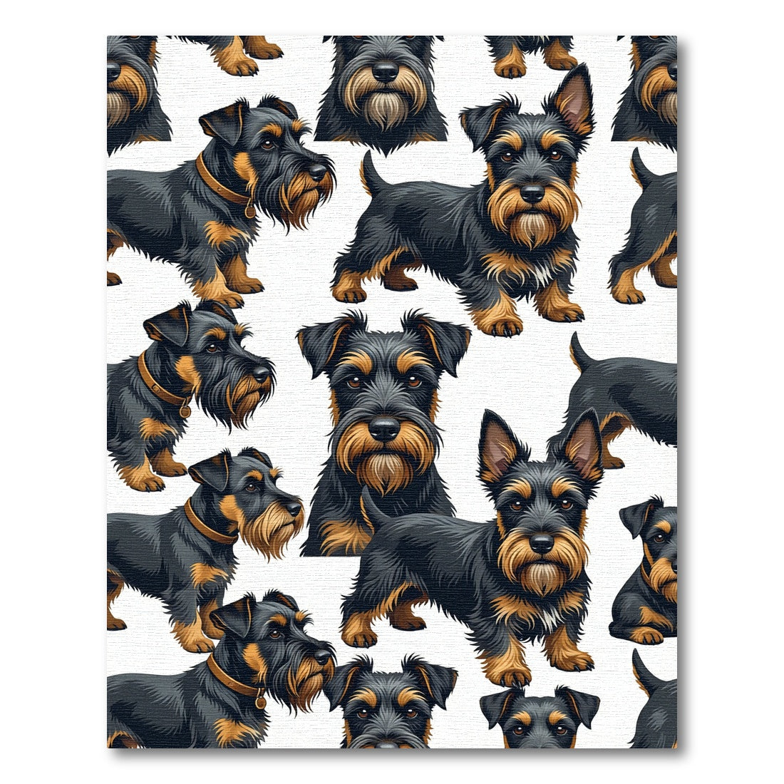 Black and Tan Terrier Dog Illustration Rug