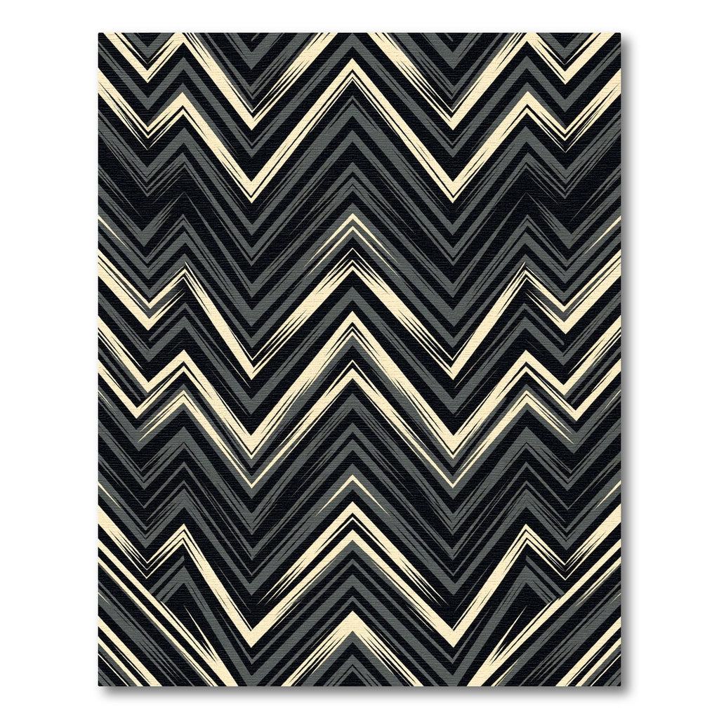 Modern Monochrome Chevron Zigzag Geometric Rug