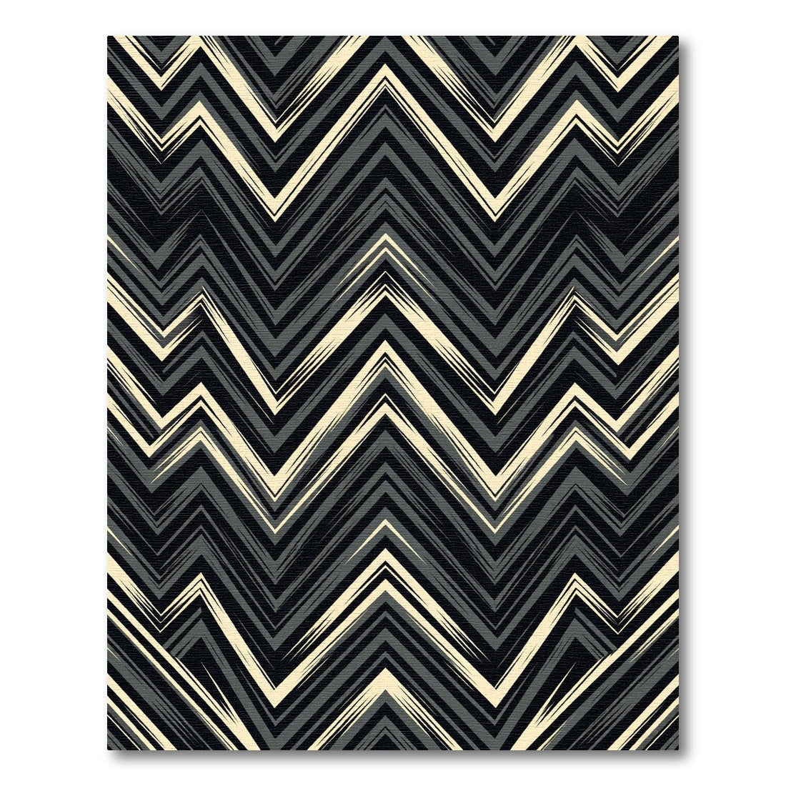 Modern Monochrome Chevron Zigzag Geometric Rug