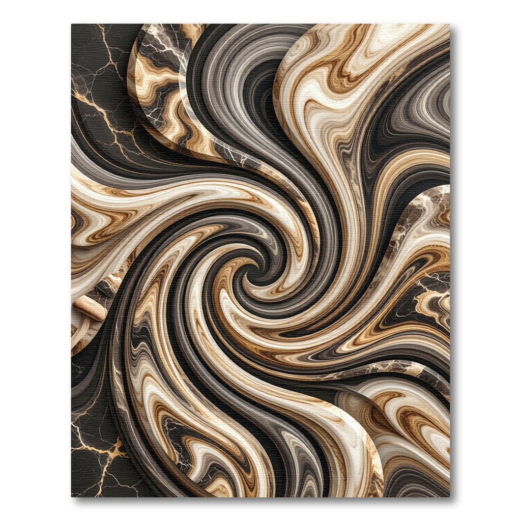 Golden Brown Swirl Abstract Marble Rug