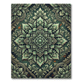 Elegant Sage Green Damask Ornate Medallion Rug