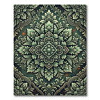 Elegant Sage Green Damask Ornate Medallion Rug