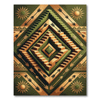 Green Gold Arrow Stair Terraced Rug