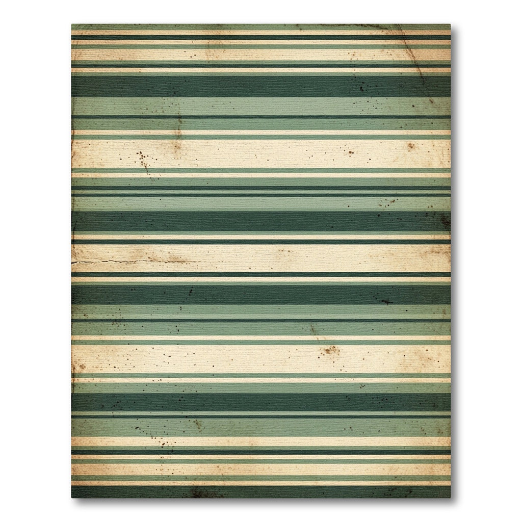 Vintage Green and Cream Striped Rug