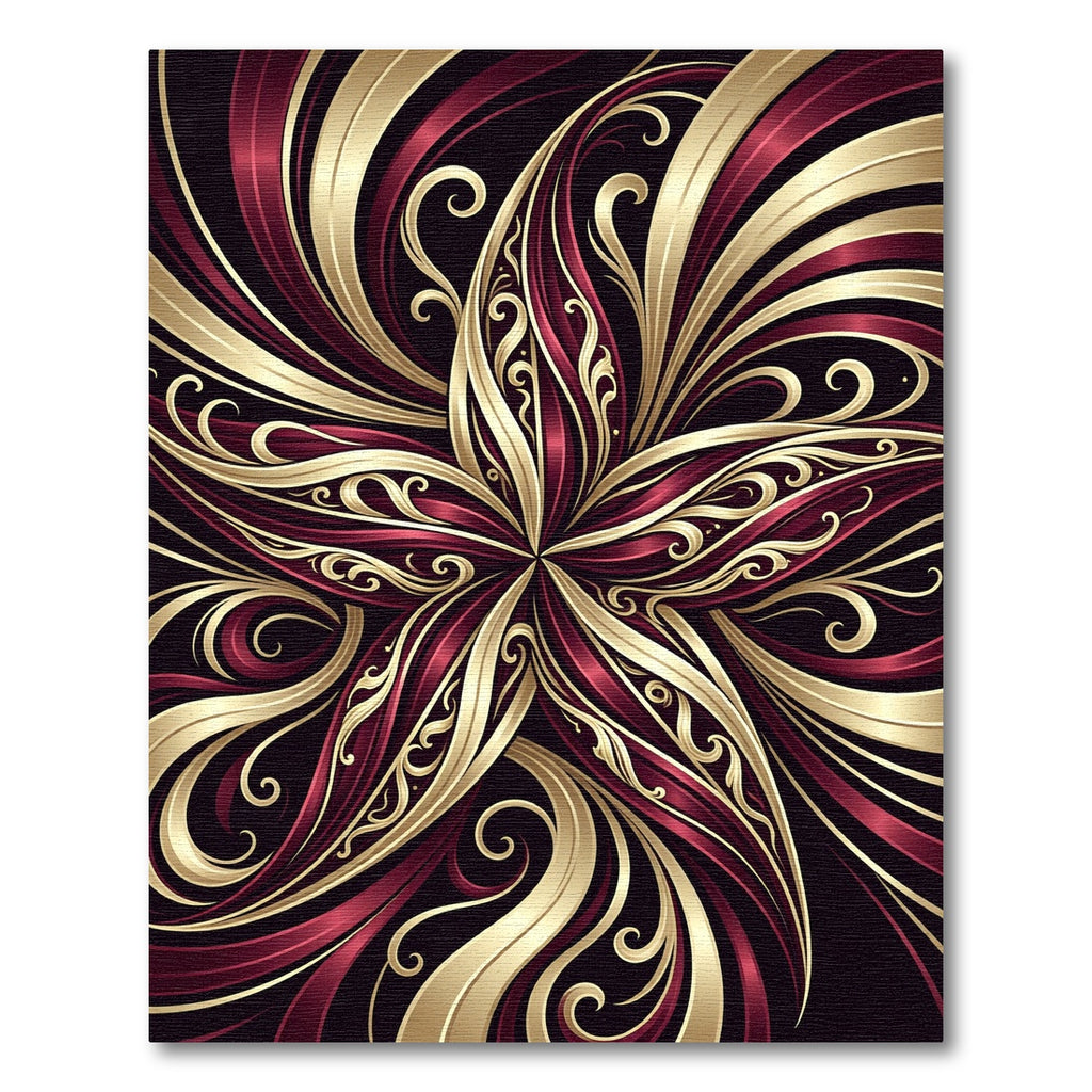 Radiant Scarlet Gold Swirls Rug
