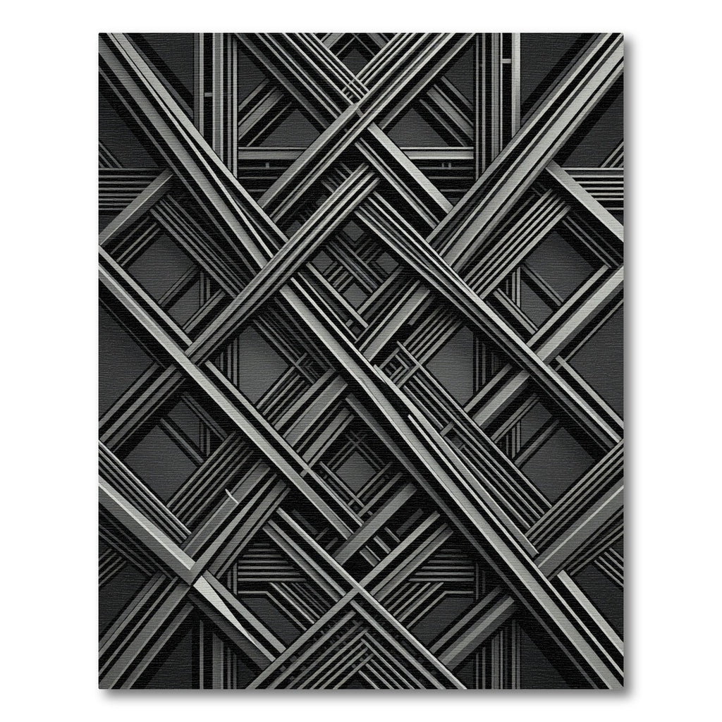 Modern Gray Monochromatic Geometric Lattice Rug