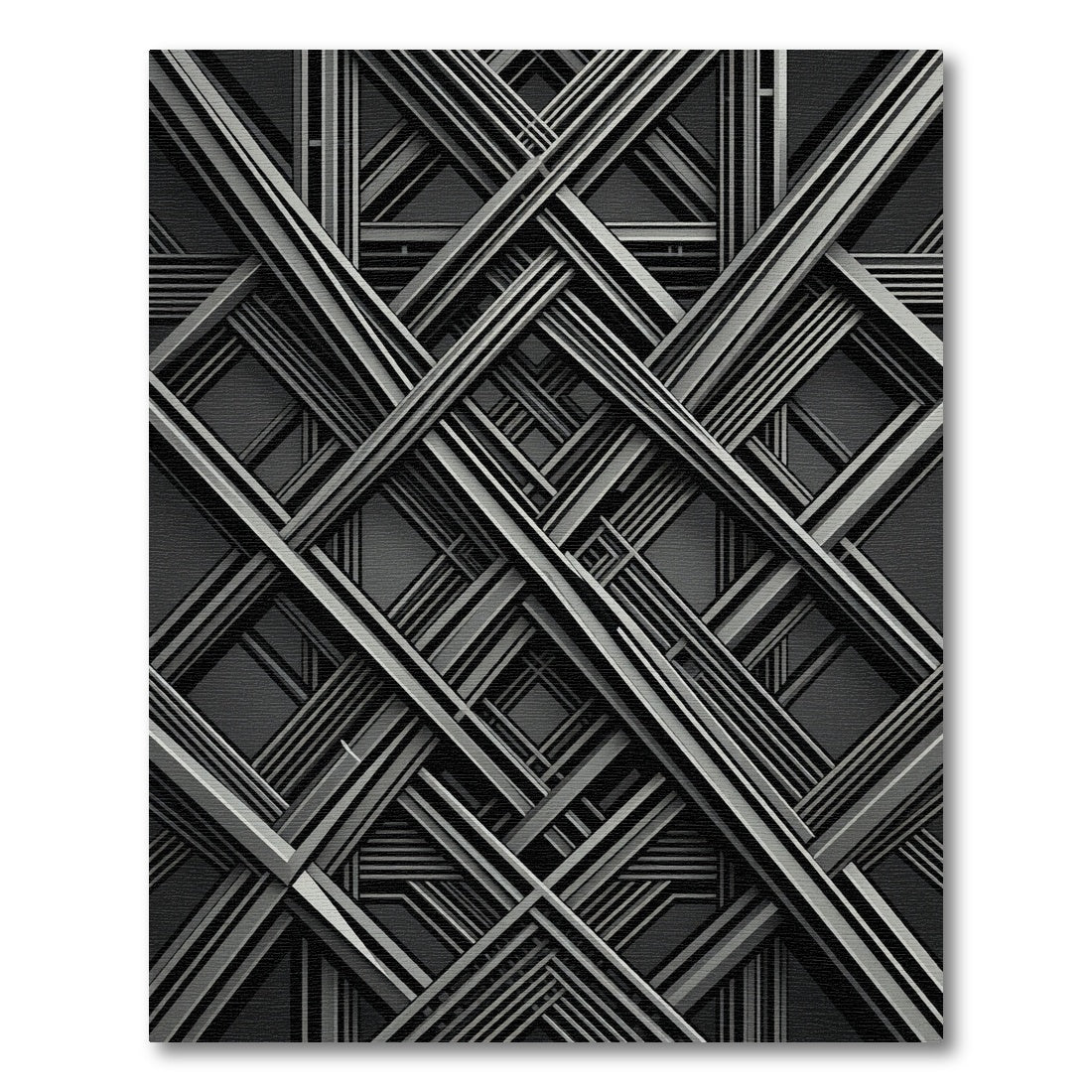 Modern Gray Monochromatic Geometric Lattice Rug
