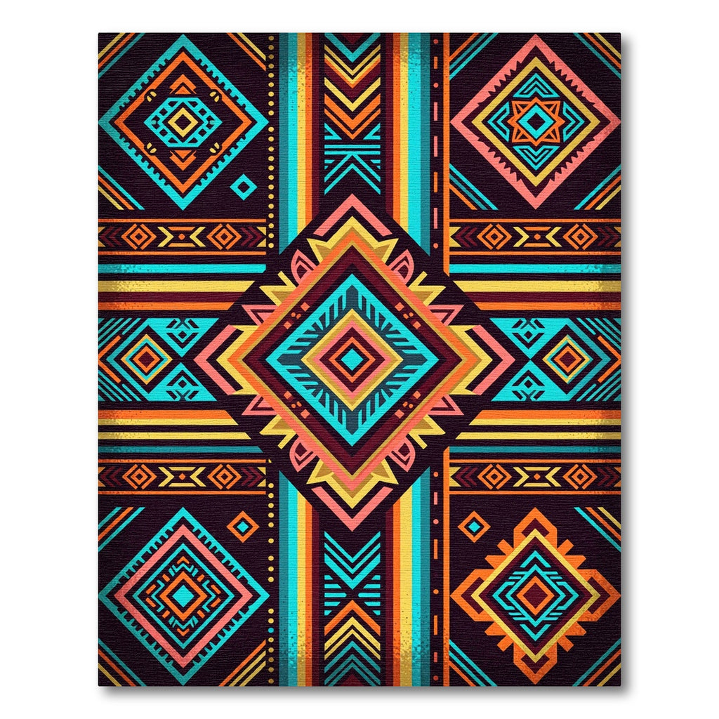 Vibrant Neon Geometric Layered Diamond Rug