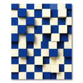 Blue Cream Dimensional Cube Composition Rug
