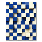 Blue Cream Dimensional Cube Composition Rug
