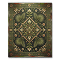 Elegant Dark Green Botanical Medallion Rug