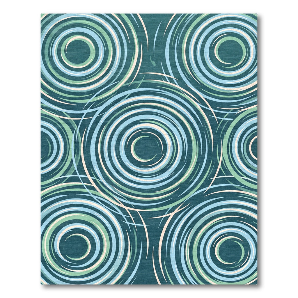 Modern Teal Blue Concentric Swirl Rug