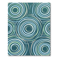 Modern Teal Blue Concentric Swirl Rug