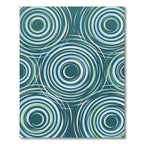 Modern Teal Blue Concentric Swirl Rug