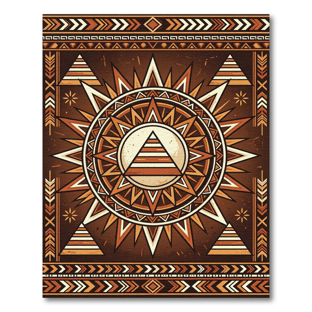 Earthy Sunburst Tribal Geometric Rug
