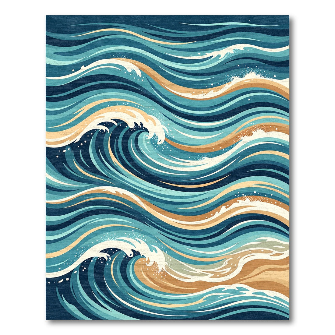 Fluid Blue and Golden Ocean Swell Rug