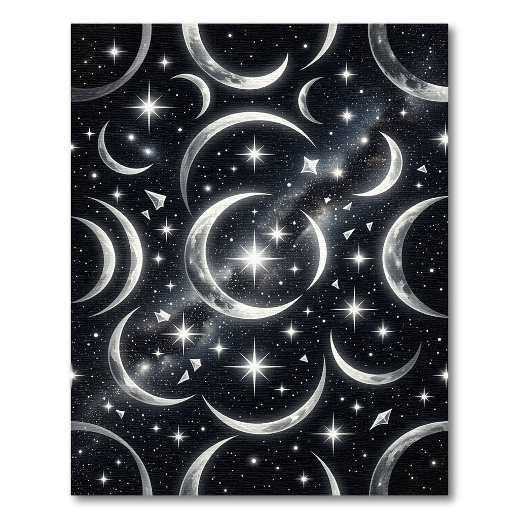 Celestial Crescent Moon And Starry Night Rug