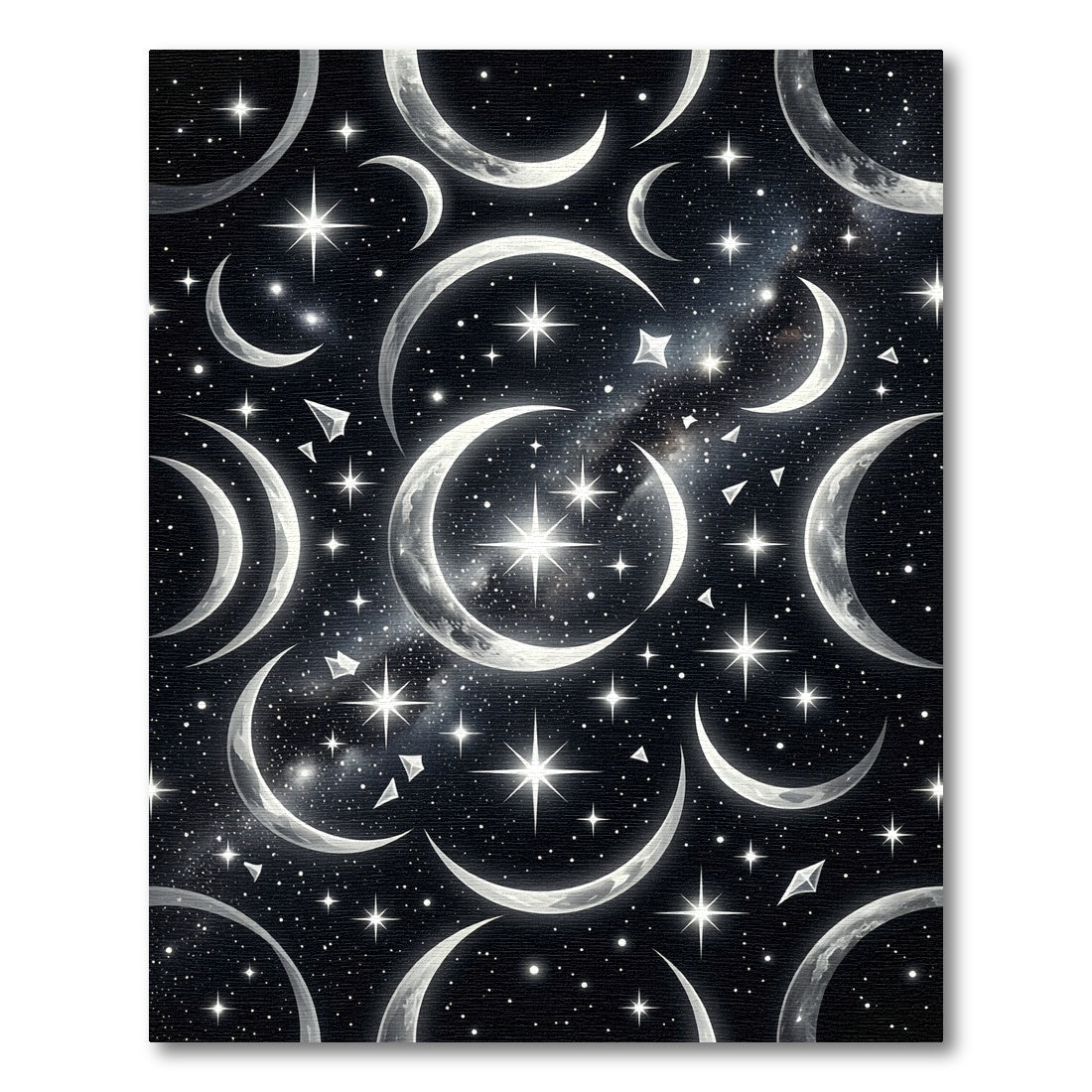 Celestial Crescent Moon And Starry Night Rug