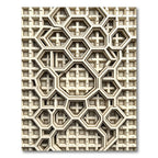 Cream Geometric Honeycomb Lattice Rug