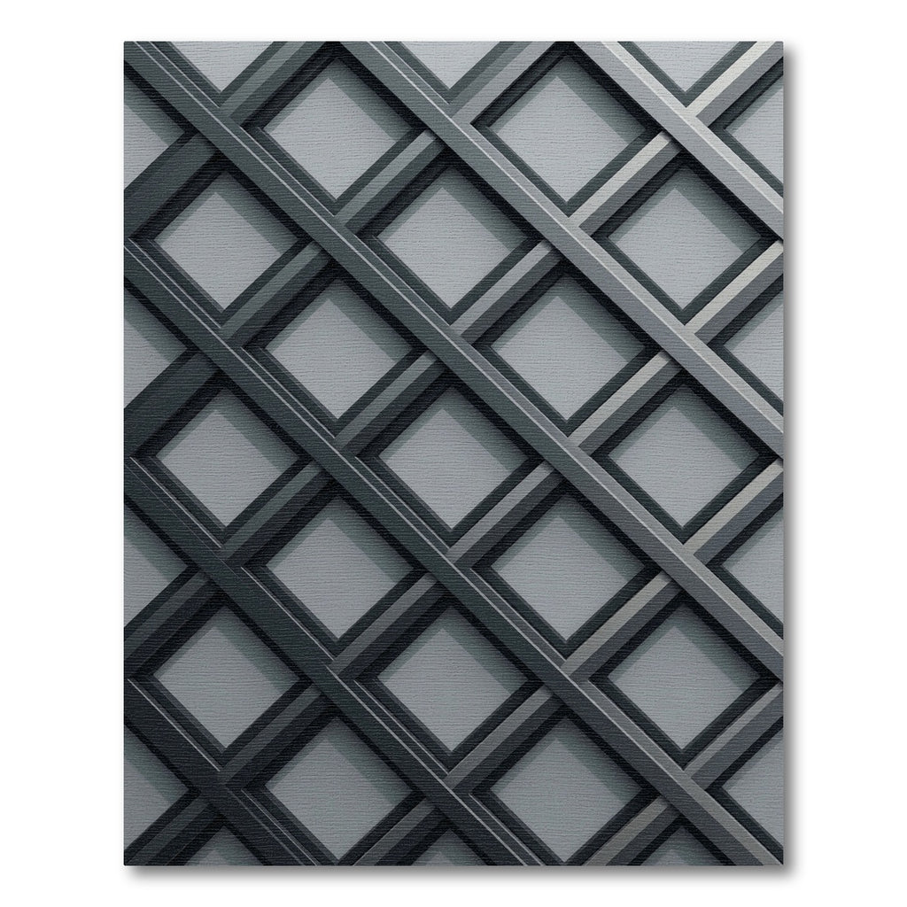Modern Charcoal Geometric Lattice Grid Rug