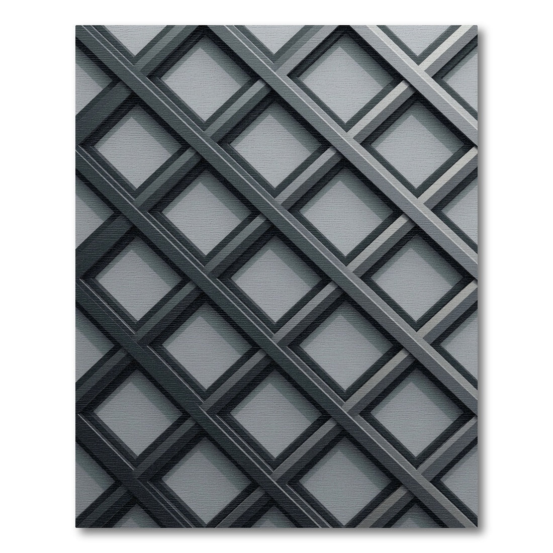 Modern Charcoal Geometric Lattice Grid Rug