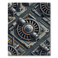 Industrial Gray Turbine Geometric Rug