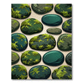 Mossy Green River Stones Pattern Rug