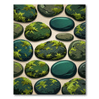 Mossy Green River Stones Pattern Rug