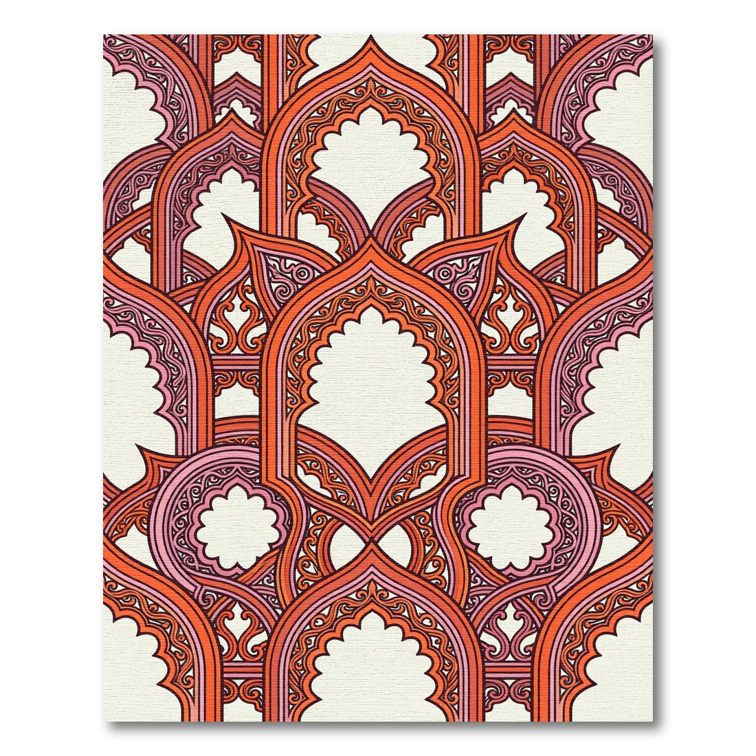 Vibrant Coral Archways Overlay Rug