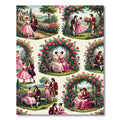 Romantic Couples Pink Rose Garden Courtship Rug