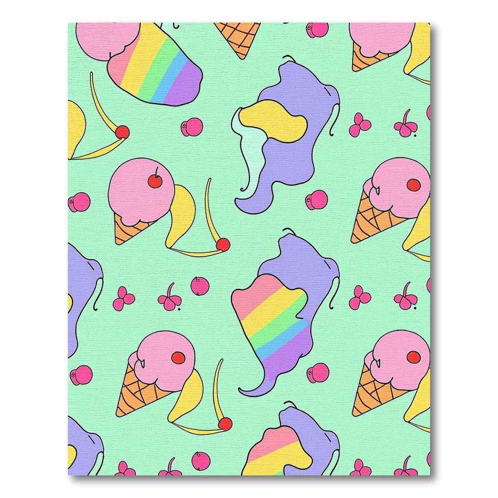 Pastel Ice Cream Cone Rainbow Swirl Rug
