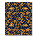 Elegant Gold Lotus Navy Damask Scroll Rug
