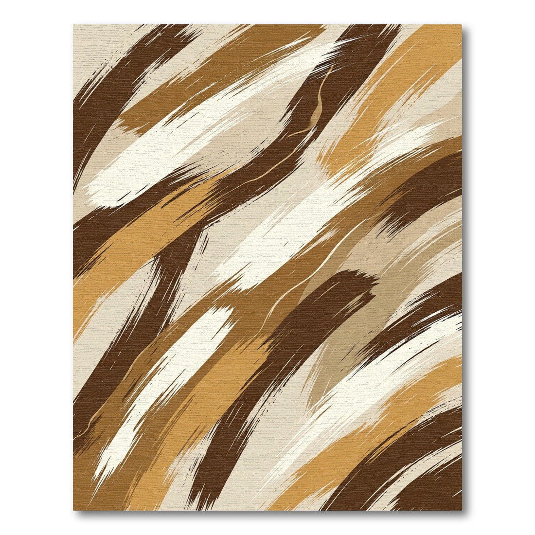 Abstract Earthy Brown Brushstroke Rug