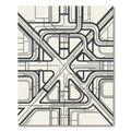 Minimalist Geometric Monochrome Linear Architecture Rug