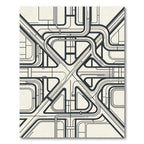 Minimalist Geometric Monochrome Linear Architecture Rug