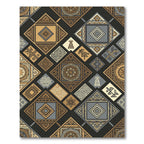 Brown Gold Khaki Geo Squares Diamonds Rug