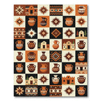 Terracotta Clay Pottery Southwestern Patchwork Rug