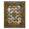 Golden Blue Floral Talavera Tile Rug